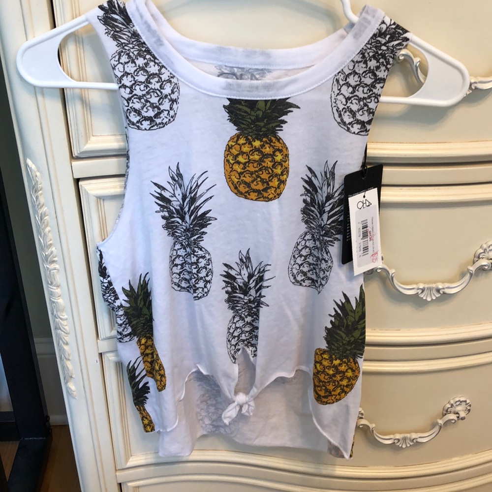 Pineapple tie front tank top - NEVER WORN